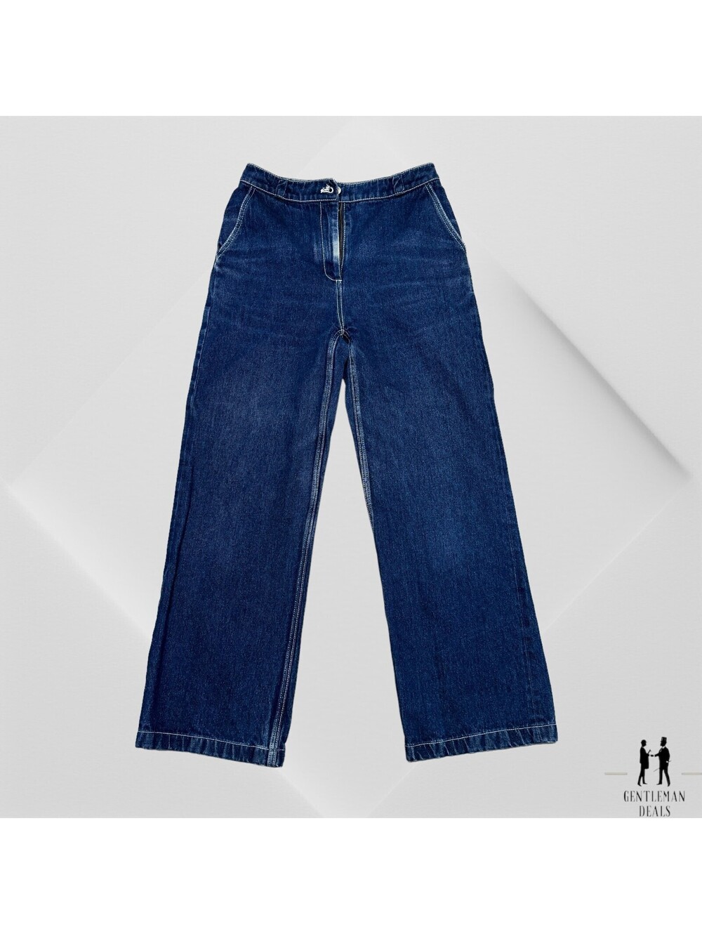 Otho Womens Wide Leg Blue Indigo Jeans Denim 100% Cotton Made in England M 27x29